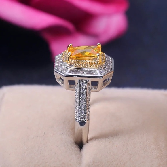 New 925 Silver Beautiful Diamond Square Ring - Picture 6 of 6